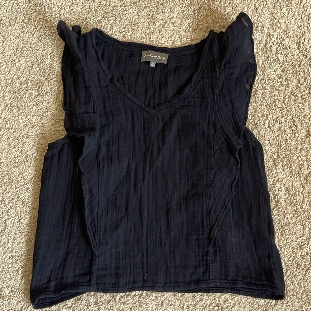 Michael Stars gauze v-neck ruffle top